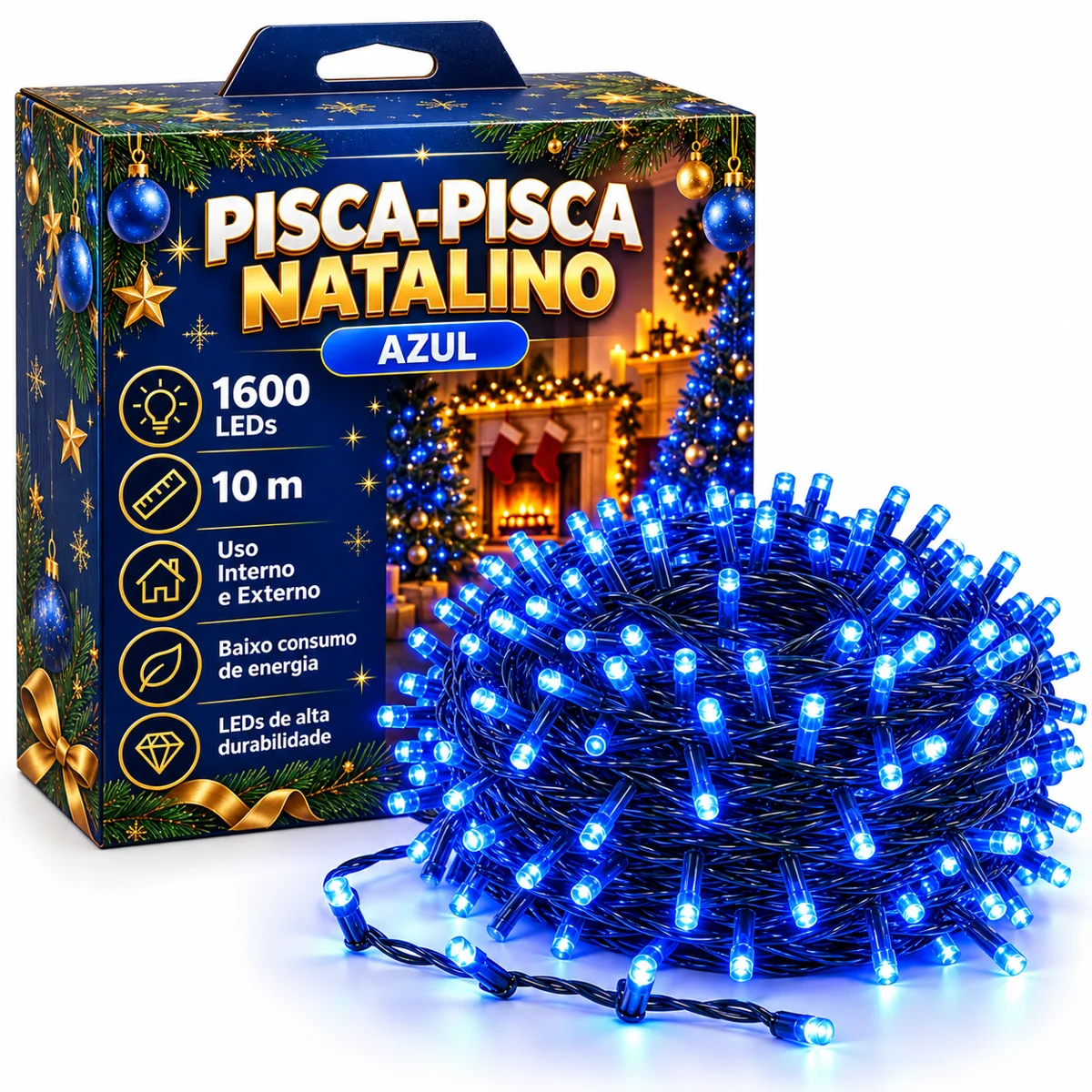 Pisca-Pisca 10M Azul — Noite Estrelada