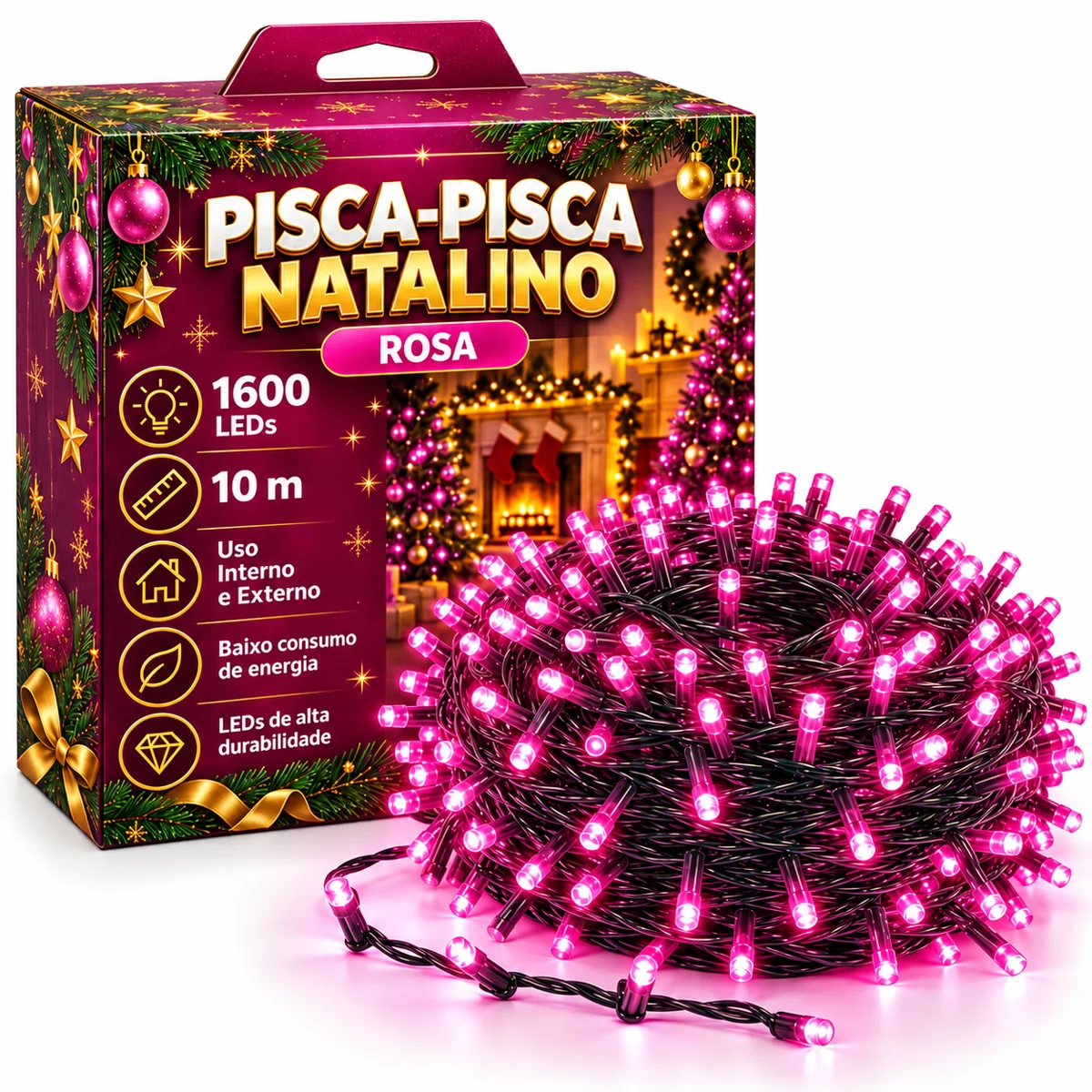 Pisca-Pisca 10M Rosa — Magia Rosa