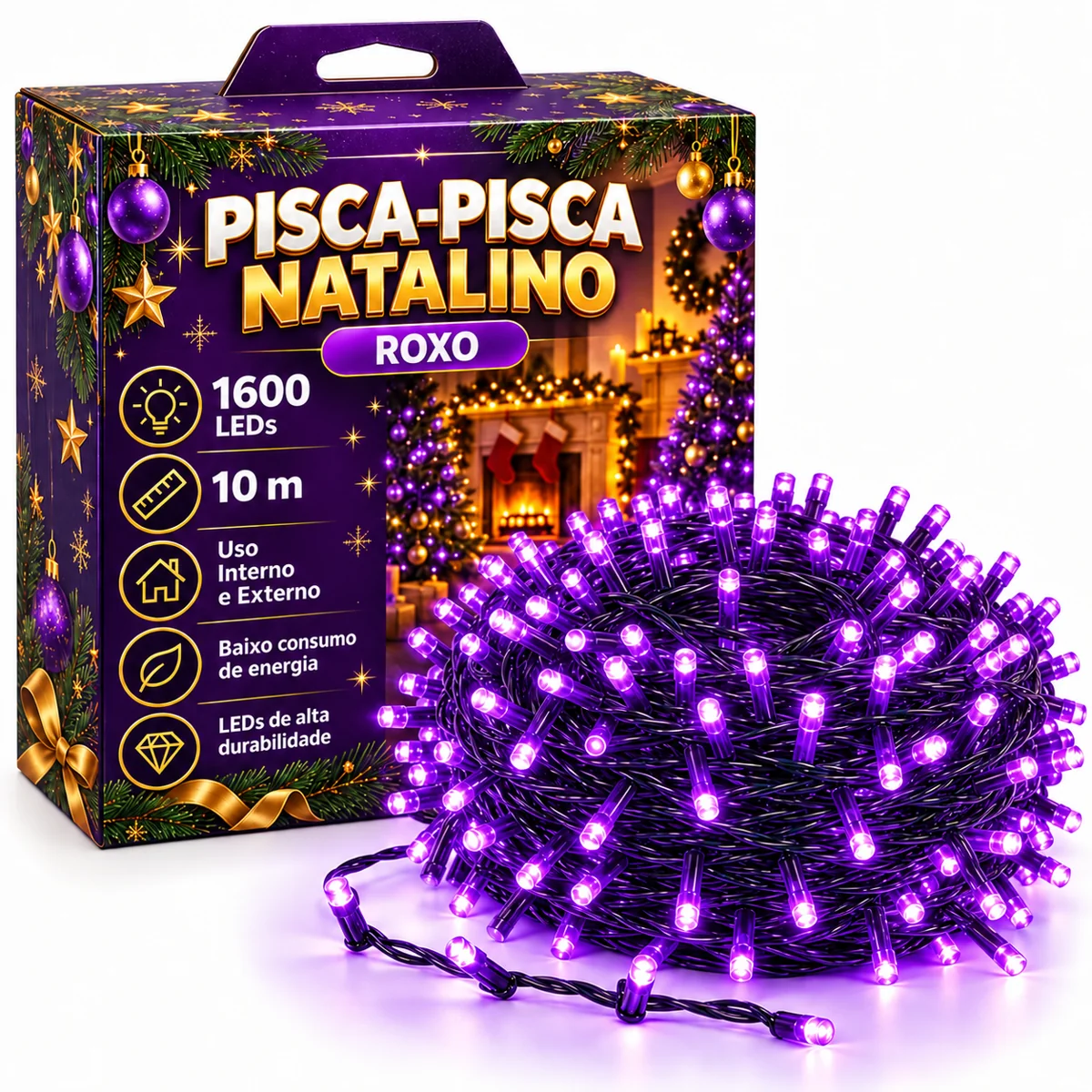 Pisca-Pisca 10M Roxo — Natal Encantado